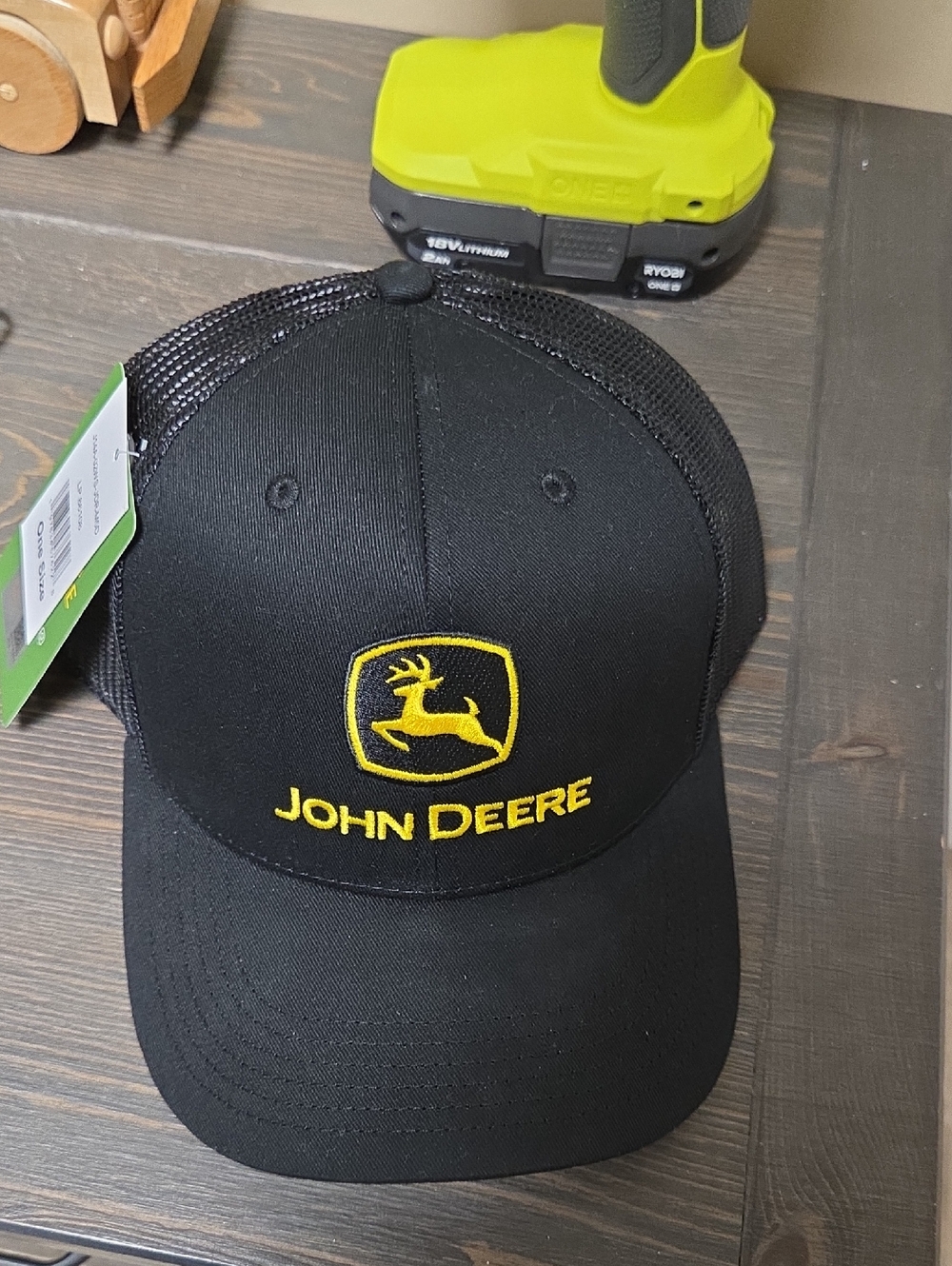 John Deere Men's Black & Yellow Embroidered Logo Trucker Cap